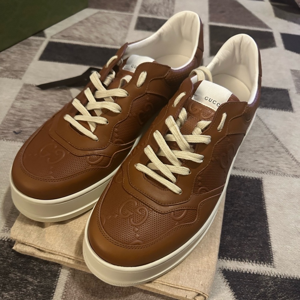 Gucci Brown Leather Sneakers